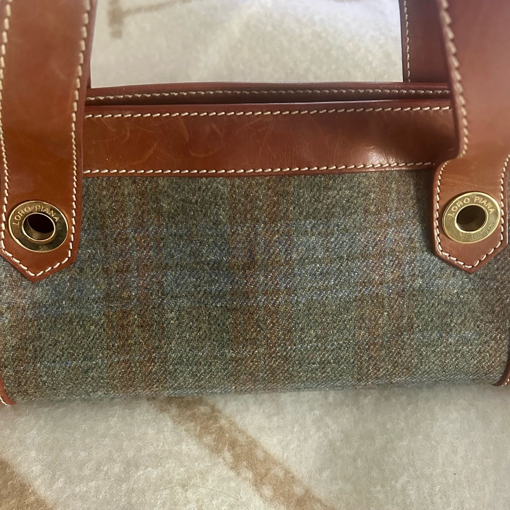 Rare Loro Piana Brown & Plaid Blue Leather Handbag- PRICE IS FIRM - Picture 7 of 15